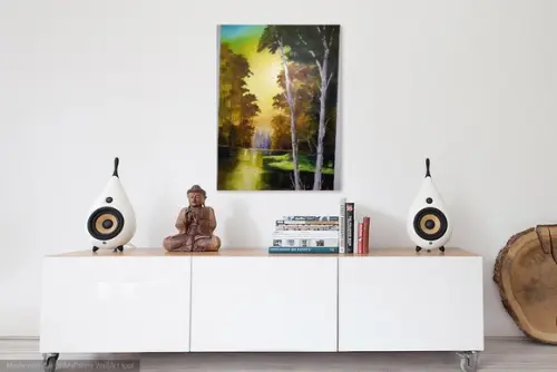 Quadros Grandes para Sala Pintura Paisagem Lago Black Friday