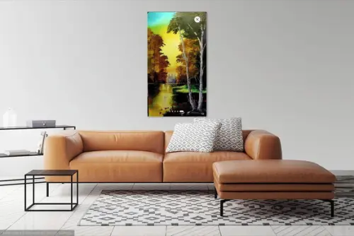 Quadros Grandes para Sala Pintura Paisagem Lago Black Friday
