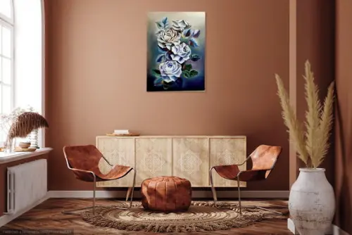 Quadros Grandes para Sala Pintura Tela Floral Abstrato Rosas