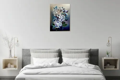 Quadros Grandes para Sala Pintura Tela Floral Abstrato Rosas