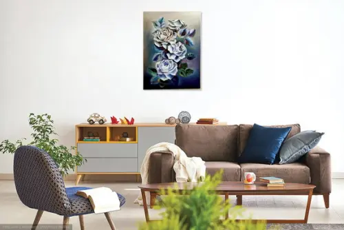 Quadros Grandes para Sala Pintura Tela Floral Abstrato Rosas