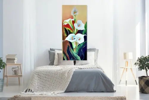 Quadros Grandes para Sala Pintura Tela Floral Copos de Leite