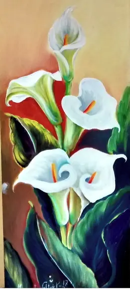 Quadros Grandes para Sala Pintura Tela Floral Copos de Leite
