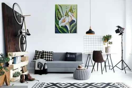 Quadros Grandes para Sala Pintura Tela Floral Copos de Leite