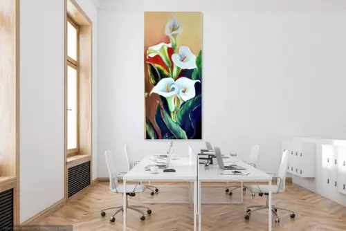 Quadros Grandes para Sala Pintura Tela Floral Copos de Leite