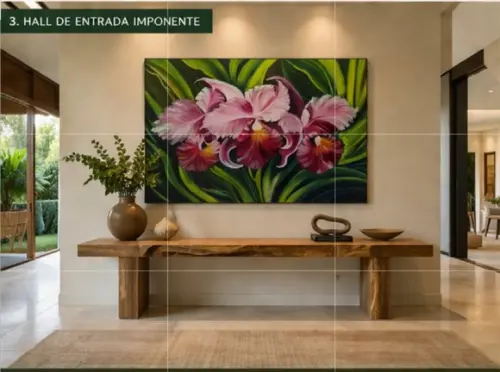 Quadros Grandes para Sala Pintura Tela Floral Orquídeas Rosa