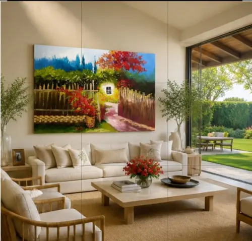 Quadros Grandes para Sala Pintura Tela Jardim de Madresilva