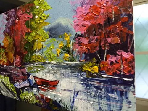 Quadros Grandes para Sala Pintura Tela Paisagem Barcos Lago