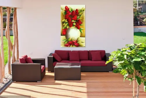 Quadros Grandes para Sala Tela Floral Tulipas Vermelhas