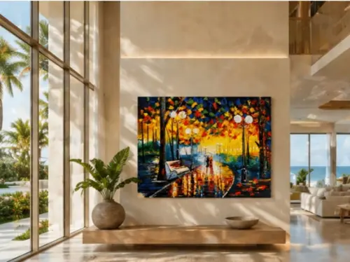 Quadros Grandes Pintura em Tela Paisagem Urbana Parque