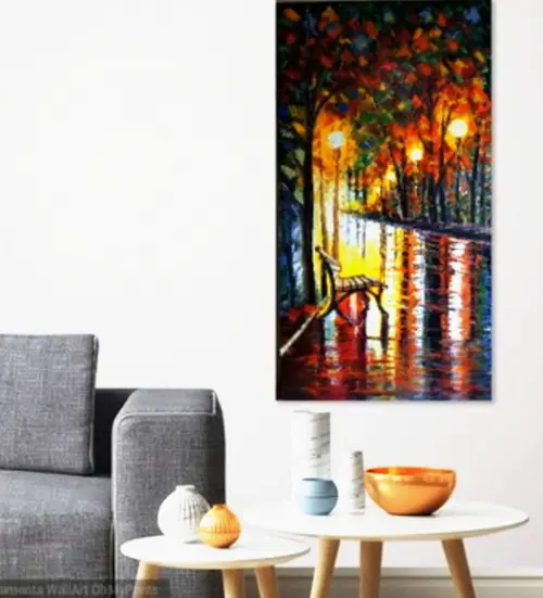 Quadros Grandes Pintura Urbana Noite no Parque Black Friday