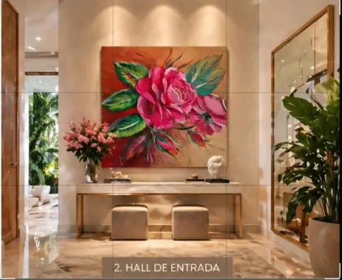 Quadros Grandes Sala e Quarto Tela Rosa Presente de Natal