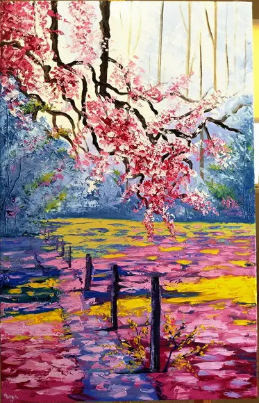 Quadros Paisagem Alvorada Cor de Rosa Presente de Natal