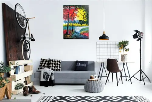 Quadros Paisagem Caminho na Floresta Presente de Natal