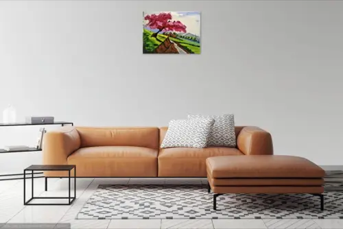 Quadros Paisagem Campo Árvore Ipê Rosa Presente de Natal
