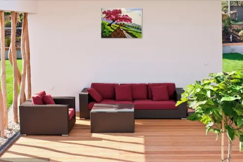 Quadros Paisagem Campo Árvore Ipê Rosa Presente de Natal