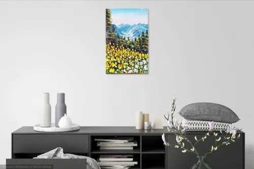 Quadros Paisagem Campo de Flores Amarelas Presente de Natal