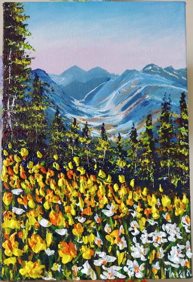 Quadros Paisagem Campo de Flores Amarelas Presente de Natal