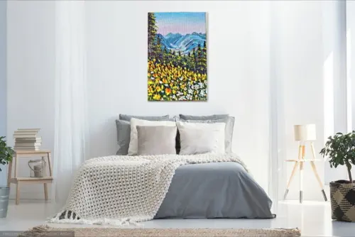 Quadros Paisagem Campo de Flores Amarelas Presente de Natal