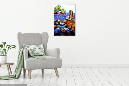 Quadros Paisagem Campo de Flores Azuis Presente de Natal