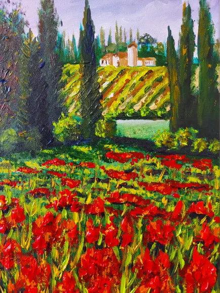 Quadros Paisagem Campo de Flores Vermelhas Presente de Natal
