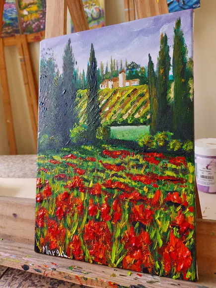 Quadros Paisagem Campo de Flores Vermelhas Presente de Natal