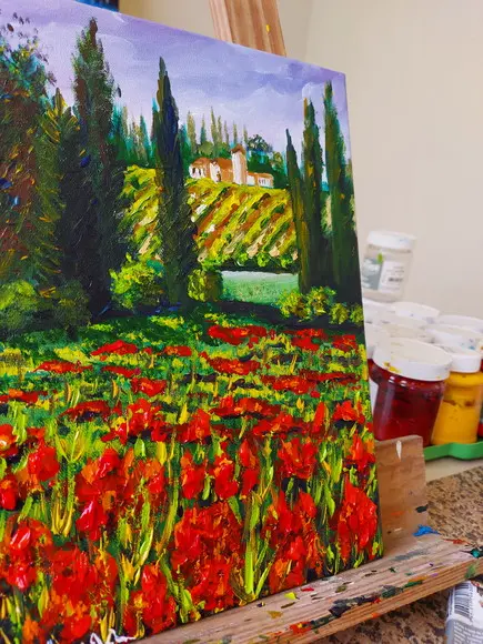 Quadros Paisagem Campo de Flores Vermelhas Presente de Natal