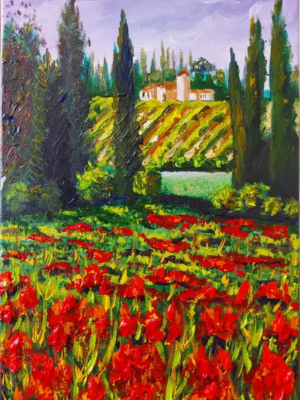 Quadros Paisagem Campo de Flores Vermelhas Presente de Natal