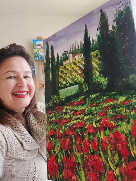 Quadros Paisagem Campo de Flores Vermelhas Presente de Natal