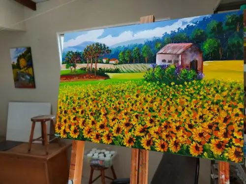 Quadros Paisagem Campo de Girassóis Presente de Natal
