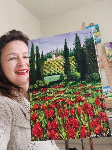 Quadros Paisagem Campo de Flores Vermelhas Presente de Natal