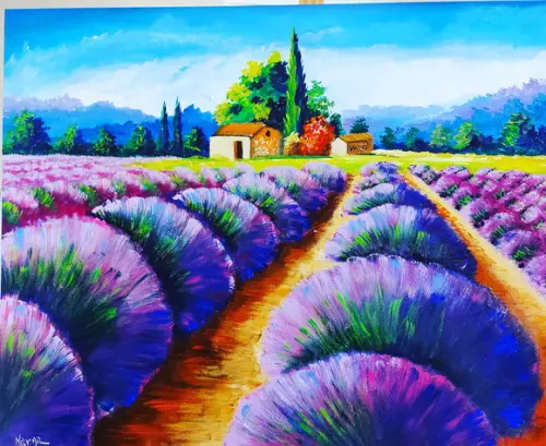 Quadros Paisagem Campo de Lavanda Presente de Natal