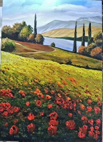 Quadros Paisagem Campo de Papoulas Presente de Natal