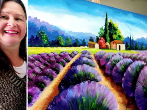 Quadros Paisagem Campo de Lavanda Presente de Natal