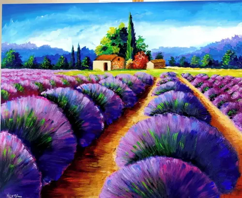 Quadros Paisagem Campo de Lavanda Presente de Natal