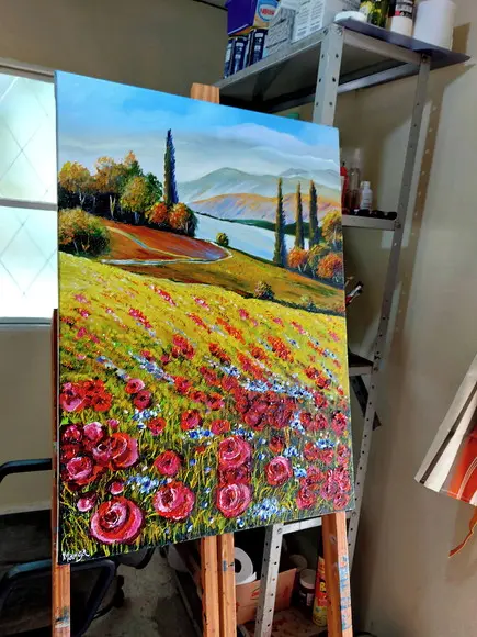 Quadros Paisagem Campo de Papoulas Presente de Natal