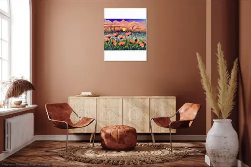 Quadros Paisagem Campo Florido Papoulas Presente de Natal