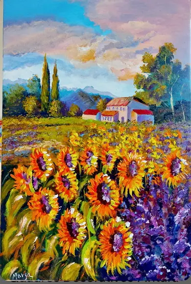 Quadros Paisagem Campo Girassóis Presente de Natal
