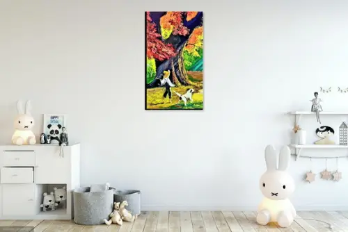 Quadros Paisagem Campo Menino com Cachorro Presente de Natal