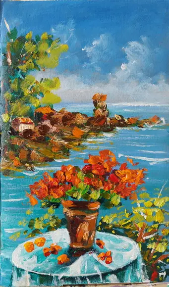 Quadros Paisagem Flores na Varanda Presente de Natal