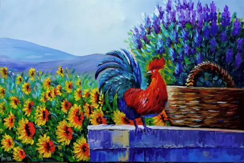 Quadros Paisagem Galo da Madrugada Presente de Natal