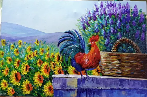 Quadros Paisagem Galo da Madrugada Presente de Natal