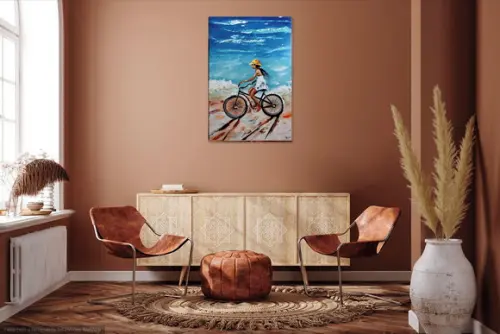 Quadros Paisagem Mar Bike Pedalando na Praia Black Friday