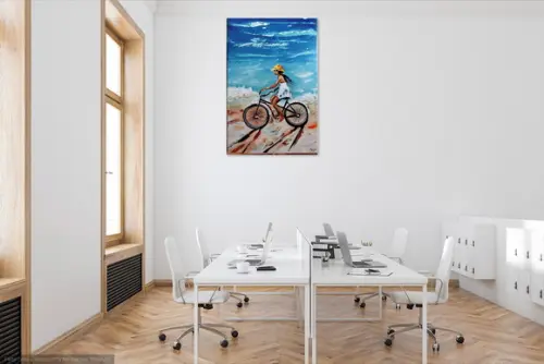 Quadros Paisagem Mar Bike Pedalando na Praia Black Friday
