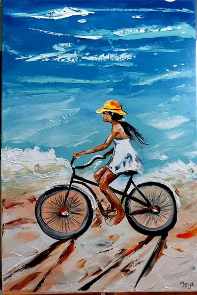 Quadros Paisagem Mar Bike Pedalando na Praia Black Friday