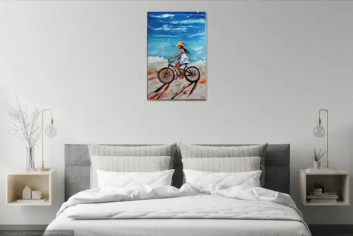 Quadros Paisagem Mar Bike Pedalando na Praia Black Friday