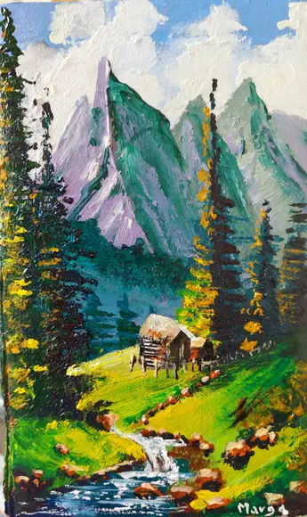 Quadros Paisagem Montanhas Riacho Presente de Natal