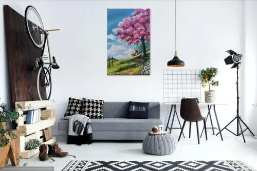 Quadros Paisagem Mulher no Balanço Presente de Natal