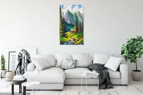 Quadros Paisagem Montanhas Riacho Presente de Natal