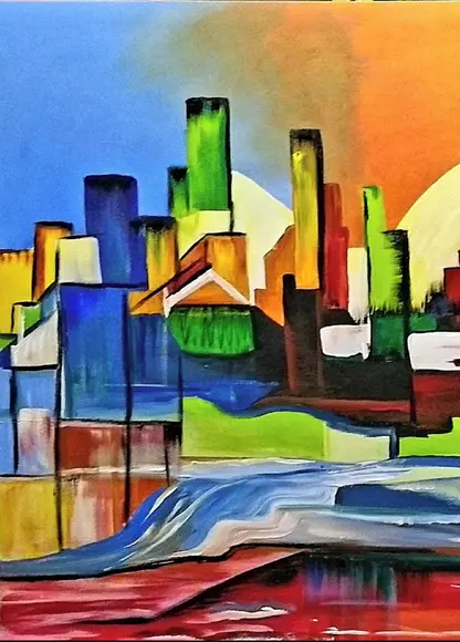 Quadros Paisagem Urbana Abstrato Moderno Presente de Natal